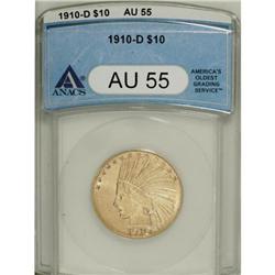 1910-D $10 AU55 ANACS