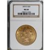 Image 1 : 1876-S $20 MS60 NGC