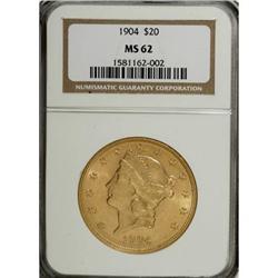 1904 $20 MS62 NGC