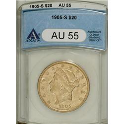 1905-S $20 AU55 ANACS