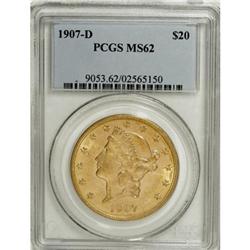 1907-D $20 MS62 PCGS