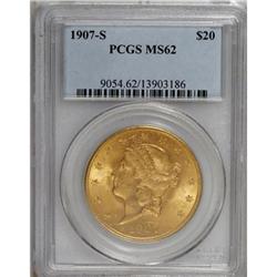 1907-S $20 MS62 PCGS