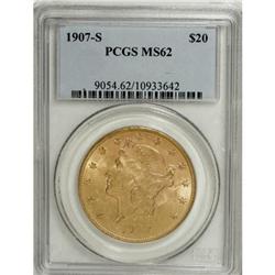 1907-S $20 MS62 PCGS