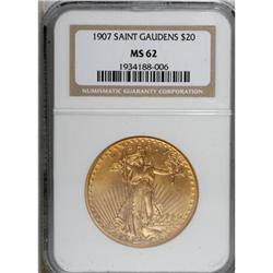 1907 $20 Arabic Numerals MS62 NGC