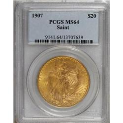 1907 $20 Arabic Numerals MS64 PCGS