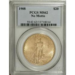 1908 $20 No Motto MS62 PCGS