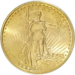 1908 $20 No Motto MS64 PCGS