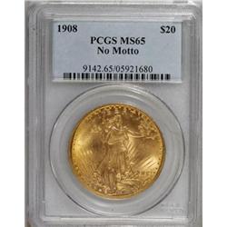 1908 $20 No Motto MS65 PCGS
