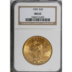 1920 $20 MS63 NGC