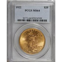 1922 $20 MS64 PCGS