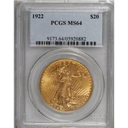 1922 $20 MS64 PCGS