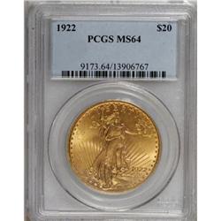 1922 $20 MS64 PCGS