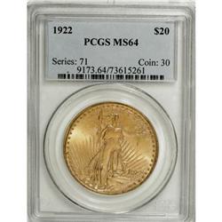 1922 $20 MS64 PCGS