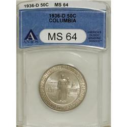 1936-D 50C Columbia MS64 ANACS