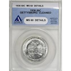 1936 50C Gettysburg MS60 ANACS