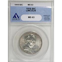 1918 50C Lincoln MS63 ANACS