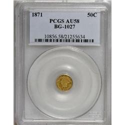 1871 50C Liberty Round 50 Cents, BG-1027, R.3, AU58 PC