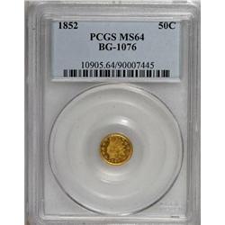 1852 50C Indian Round 50 Cents, BG-1076, Low R.6, MS64