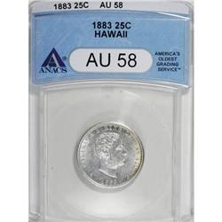 1883 25C Hawaii Quarter AU58 ANACS