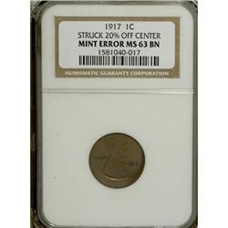 1917 1C Brown MS63 NGC