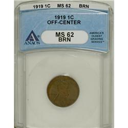 1919 1C Brown MS62 ANACS