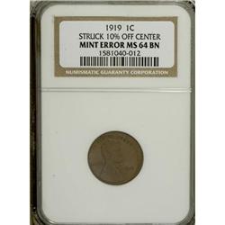1919 1C Brown MS64 NGC