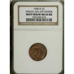 1950-D 1C Red and Brown MS64 NGC
