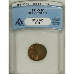 1951-D 1C Red and Brown MS62 ANACS