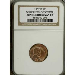1952-D 1C Red and Brown MS65 NGC