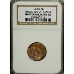 1952-D 1C Red MS64 NGC