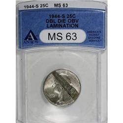 1944-S 25C MS63 ANACS
