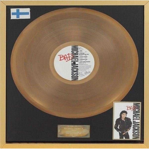 MICHAEL JACKSON FINISH BAD  GOLD RECORD  RECORD AWARD.