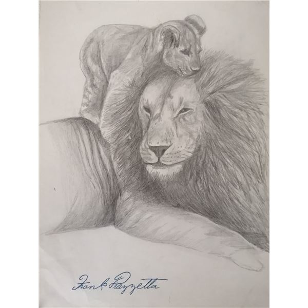 Frank Frazetta, Lion and cub drawing.