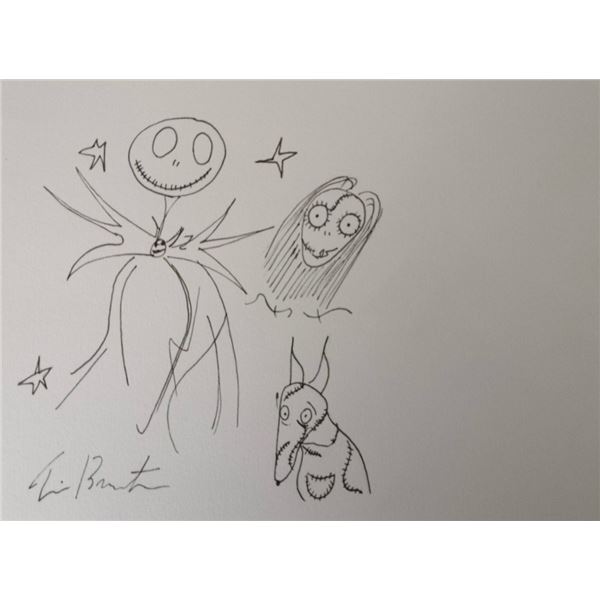 TIM BURTON SIGNED DRAWING.