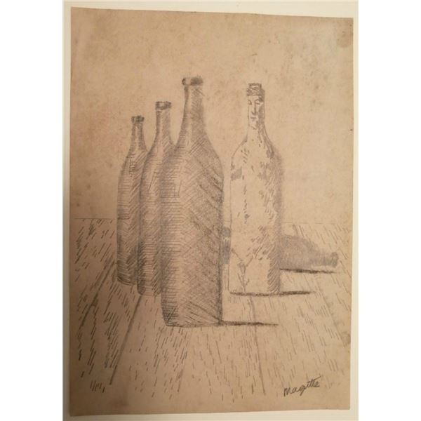 René Magritte signed drawing.