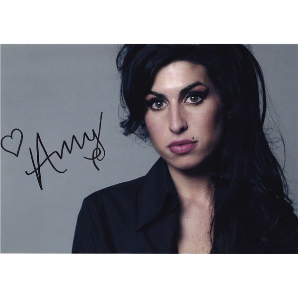 Amy Winehouse signed photograph.