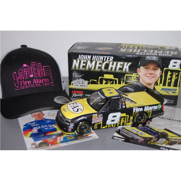 John Hunter Nemechek #8 FAS Silverado NASCAR Truck 1:24 Die-cast SIGNED inc. CAP