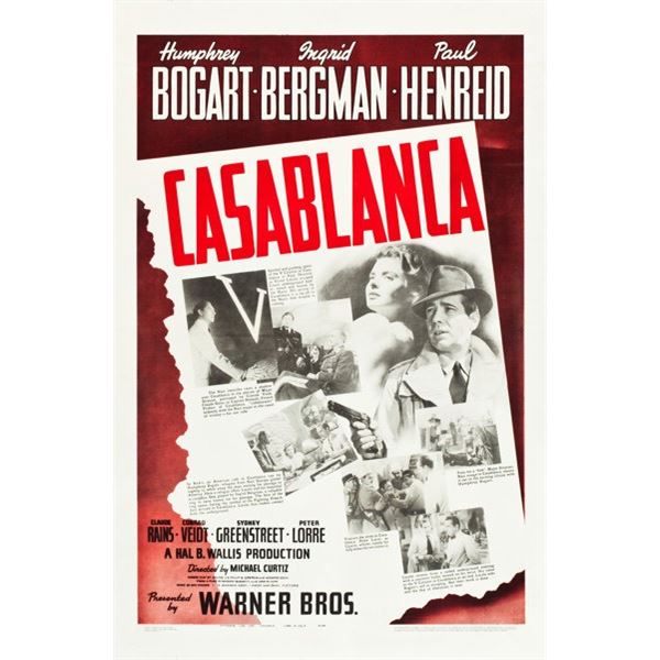 Casablanca (Warner Brothers, 1942). US One Sheet.
