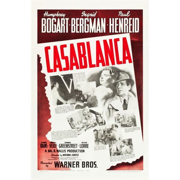 Casablanca (Warner Brothers, 1942). US One Sheet.