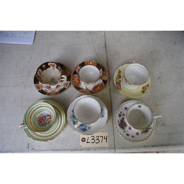 Box Lot 6 Teacups w/ Saucers