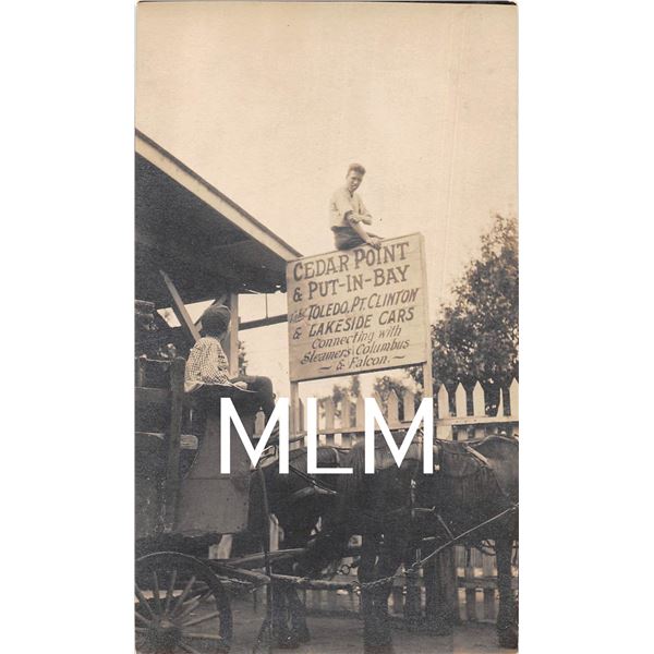 Cedar Point & Put-in-bay Ohio Horse Wagon Waiting for Steamer Photo Postcard