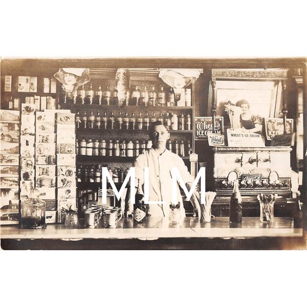 Eden, New York Olympic Runner George Pyrits Soda Fountain Store Int. Photo Postcard