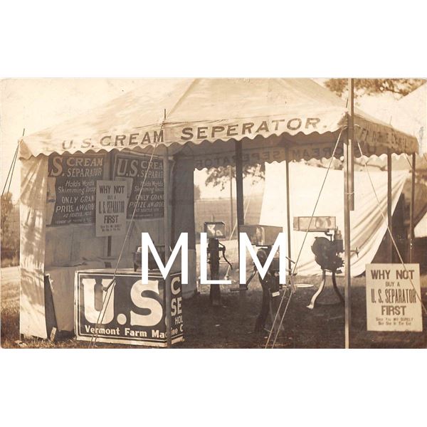U.S. Cream Seperator Display Tent at Upper Sandusky, Ohio County Fair Photo Postcard