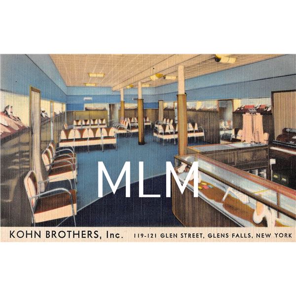 Kohn Brothers, Inc. Glens Falls, New York Interior Linen Postcard
