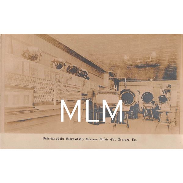 Genesse, Pennsylvania Phonograph Music Store Interior Photo Postcard