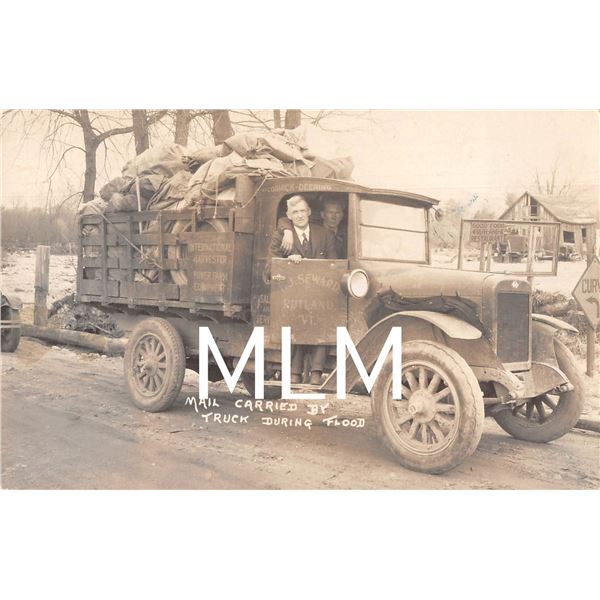 Rutland, Vermont Mail Carried By Truck During Flood Photo Postcard