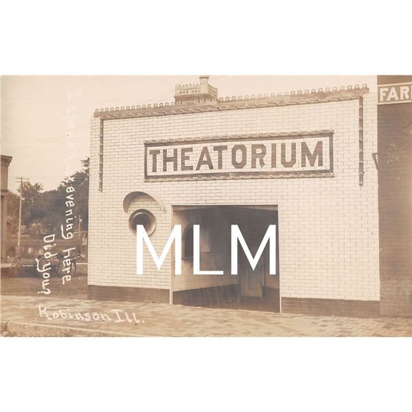 Theatorium Theatre Front Robinson, Illinois Photo Postcard