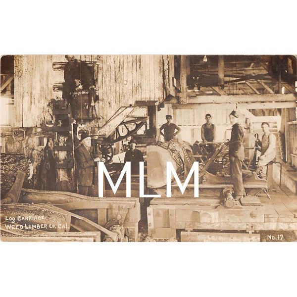 Factory Interior Weed Lumber Co. California Photo Postcard