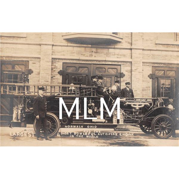 Norwalk, Ohio Fire Engine Largest & Most Powerful in the World Photo Postcard