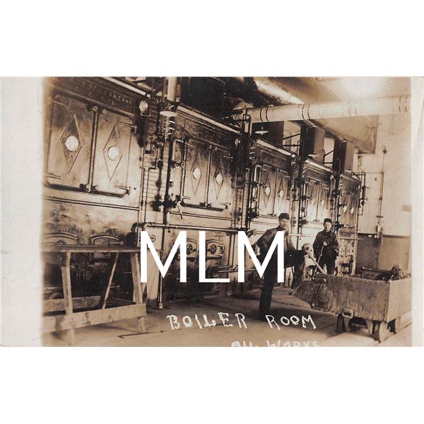 Boiler Room Oil Works Factory Interior Pierce, Ohio Photo Postcard